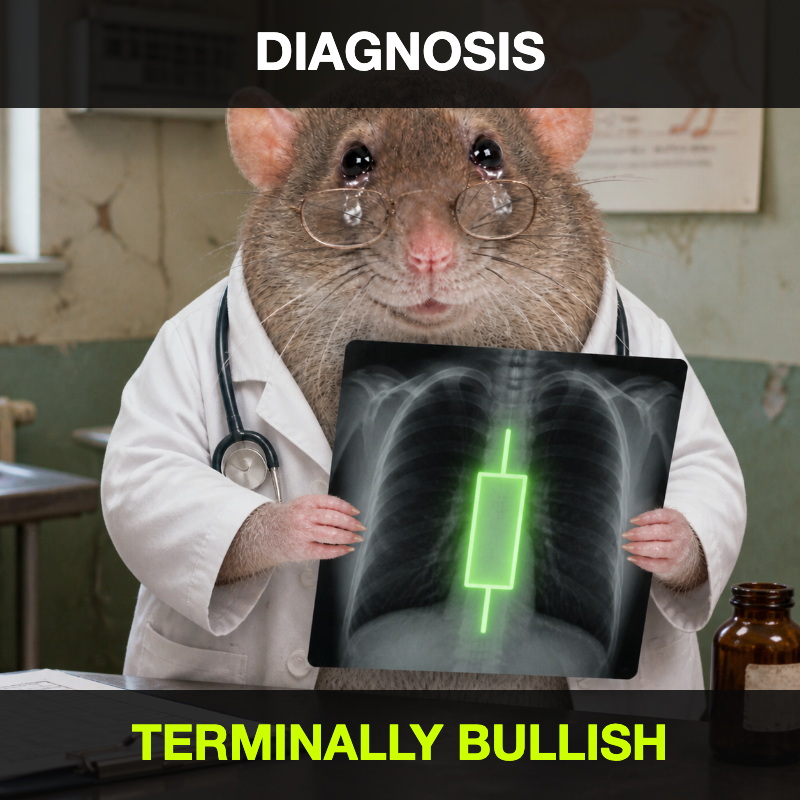 cashrat doctor diagnosing a terminally bullish green candle